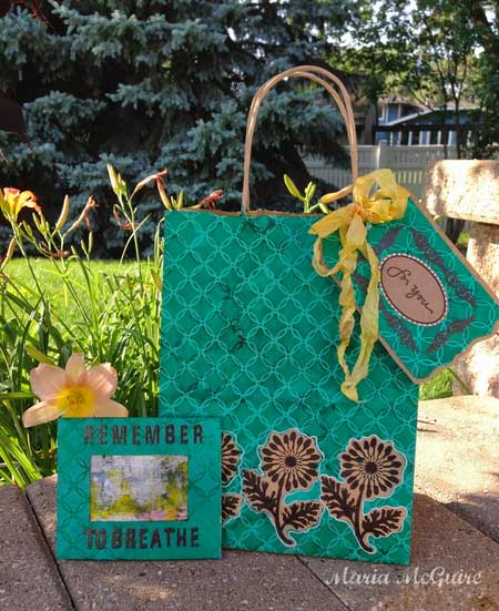 Stenciled Gift Bag & Card by Maria McGuire